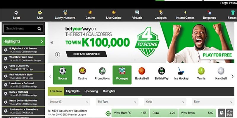 Giao diện nhà cái Betway